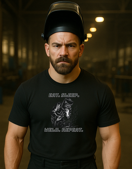 Eat. Sleep. Weld. Repeat. Hardcore Welder Tee